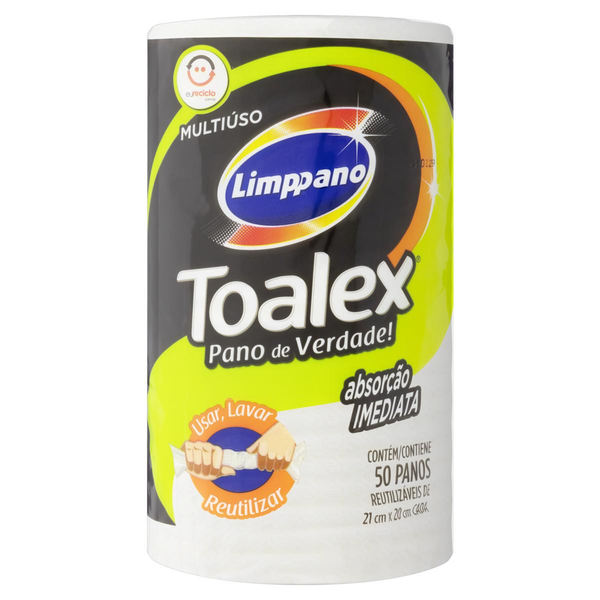 Pano Multiuso Reutilizável Branco Limppano Toalex 44 Unidades