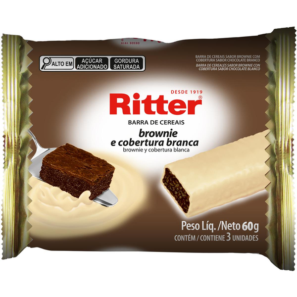 Barra de Cereais Ritter 66g - Brownie com Chocolate Branco