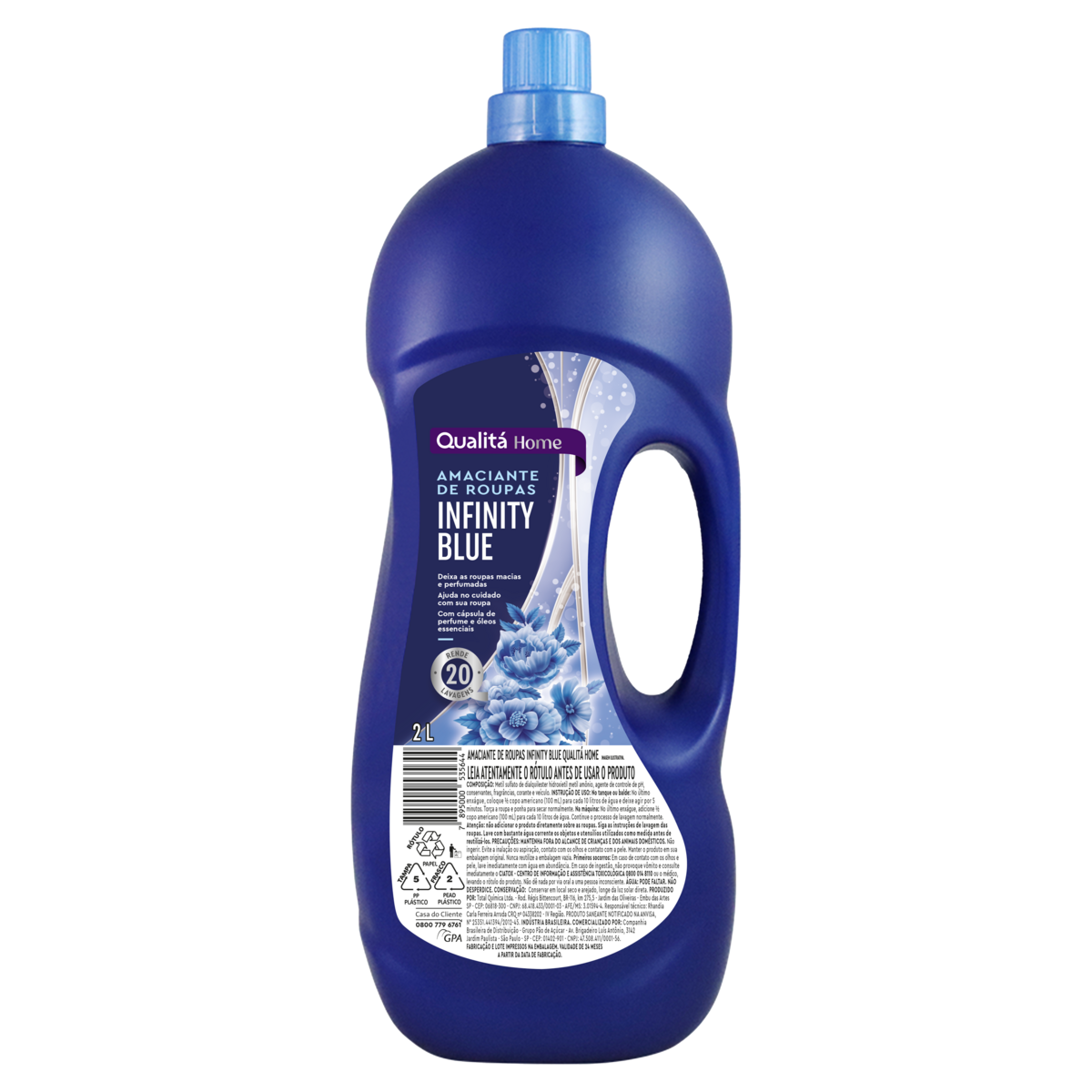 Amaciante de Roupa 2L Infinity Blue Qualitá Home Frasco