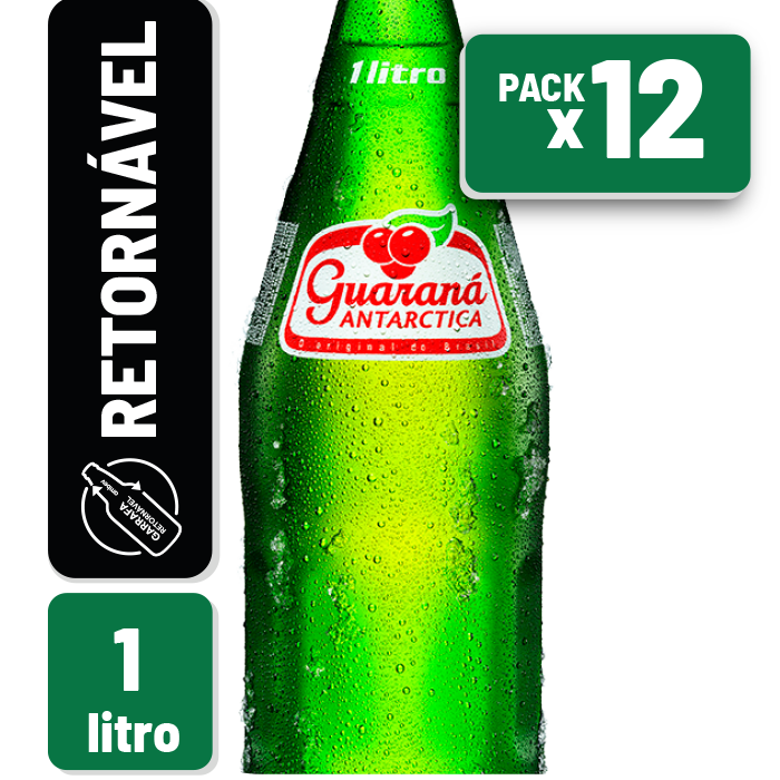 Refrigerante Guaraná Antarctica Retornável 1L Caixa c/ 12 un