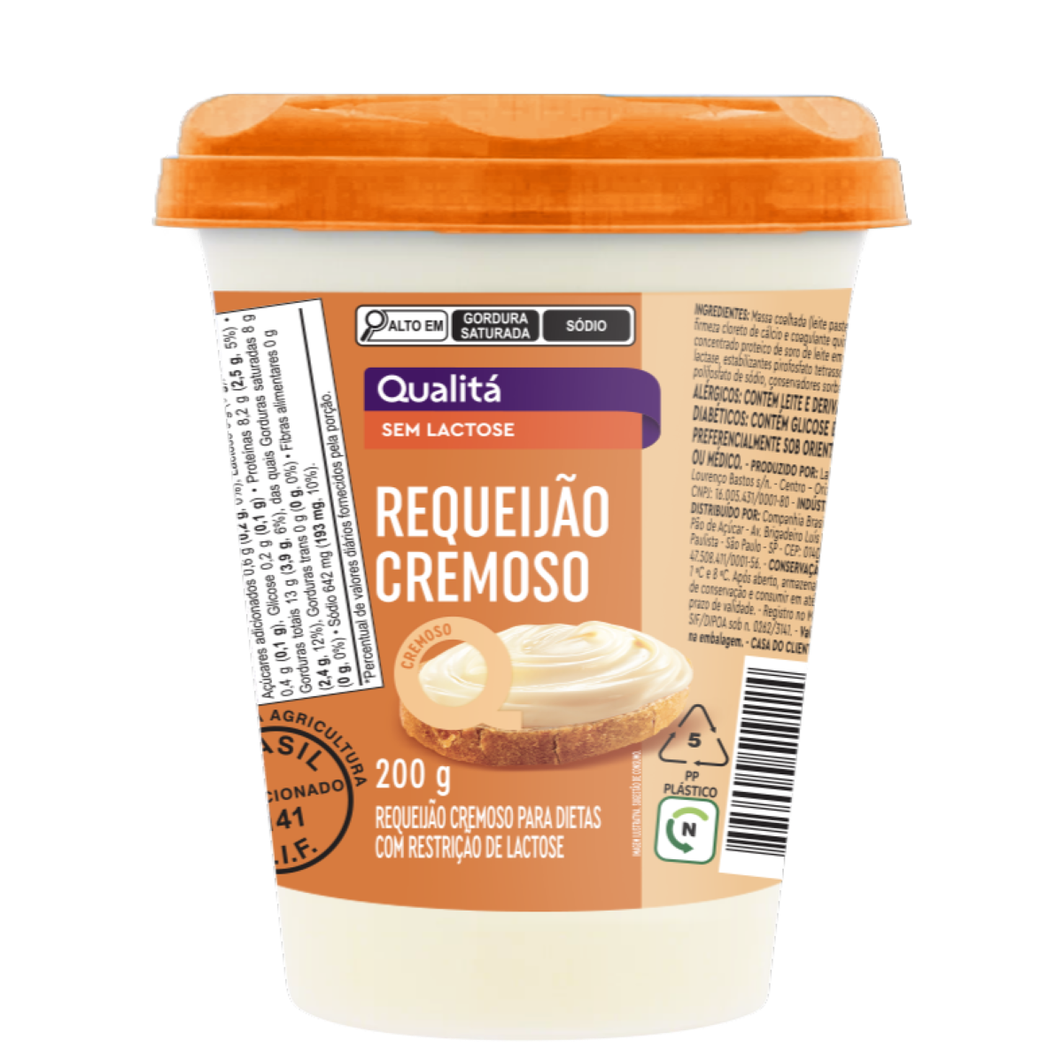 Requeijão Cremoso Zero Lactose Qualitá Copo 200g