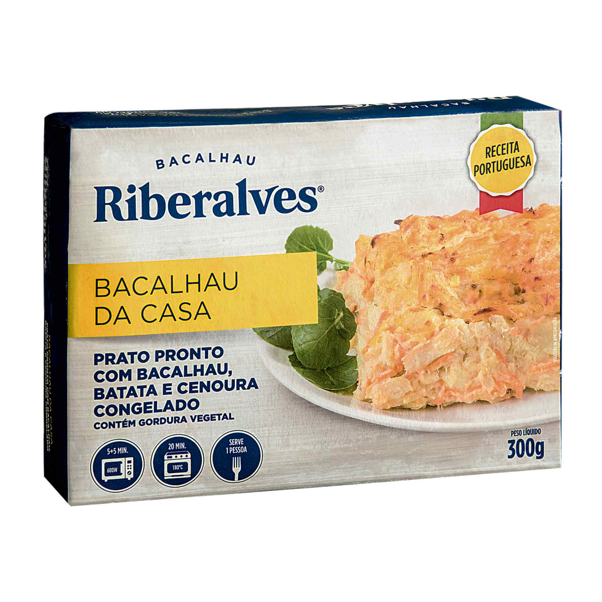 Prato Pronto com Bacalhau, Batata e Cenoura Congelado Riberalves 300g