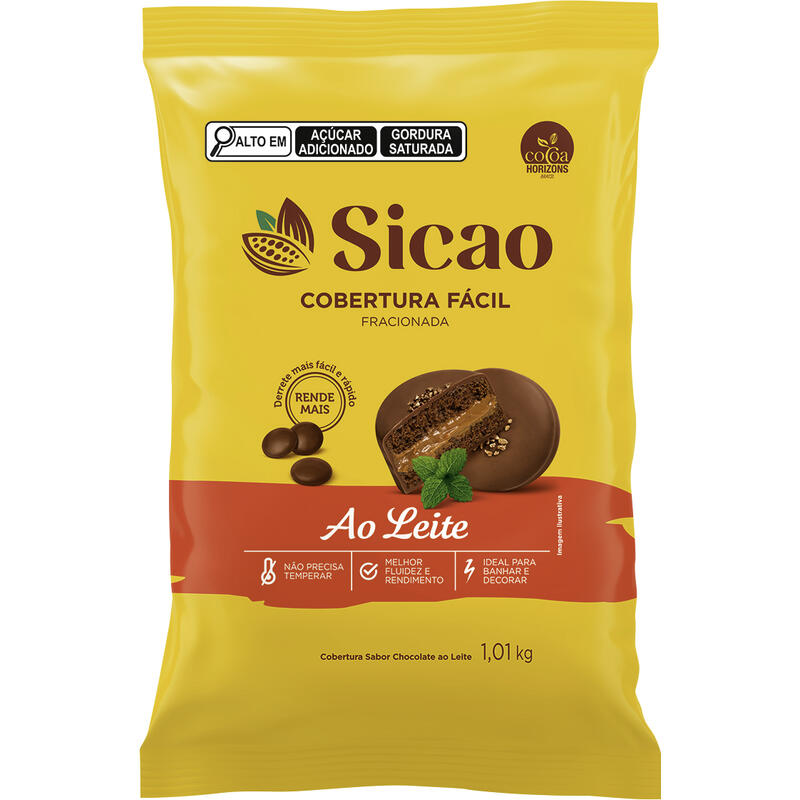 Cobertura de Chocolate em Gotas Fácil Sicao Ao leite 1,010kg