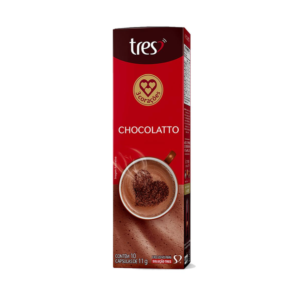 Chocolate Quente em Cápsula Chocolatto 3 Corações Caixa 10 Unidades