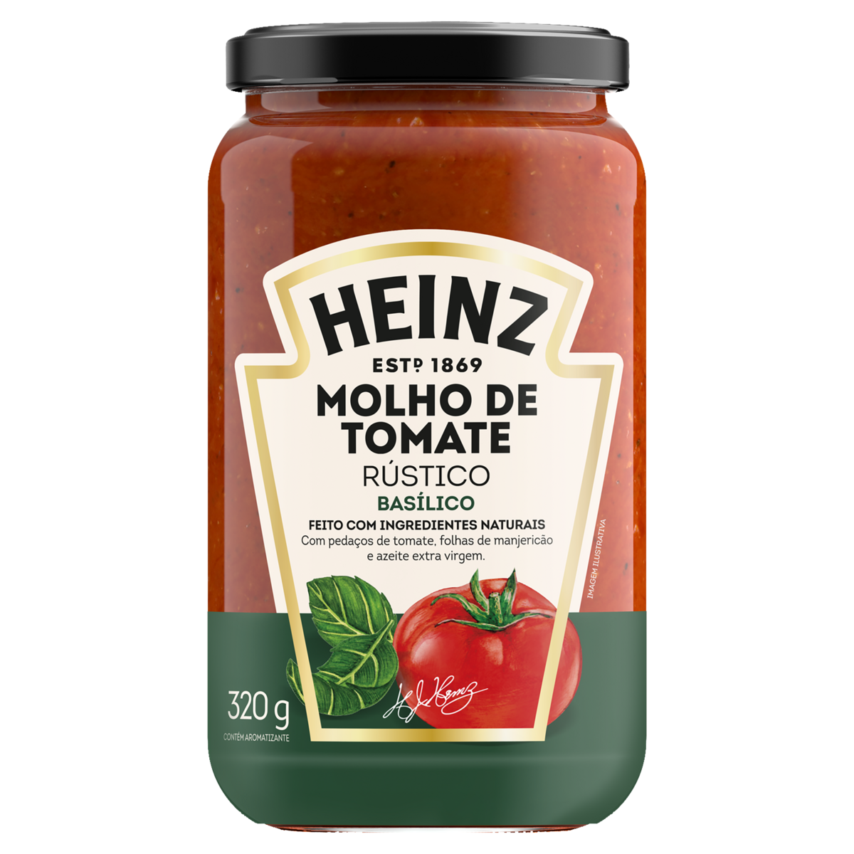 Molho de Tomate Basílico Rústico Heinz Vidro 320g