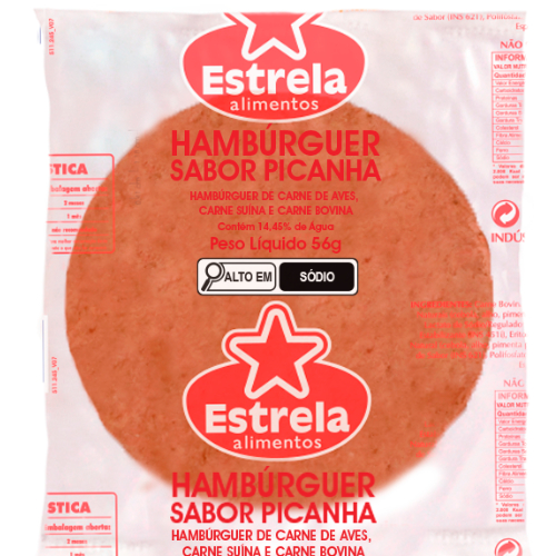 Hamburguer Estrela Bovino Picanha 2,16kg C/36 Un