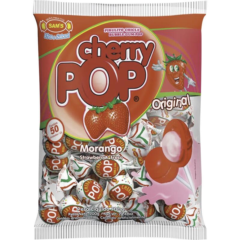 Pirulito Sam's Cherry Pop Morango 700g