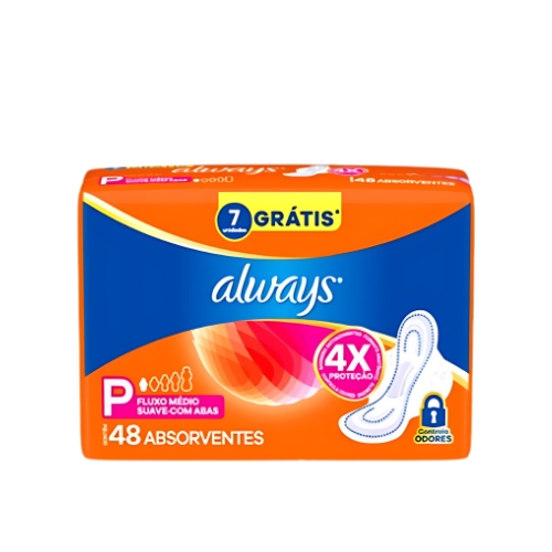 Absorvente Extra C/abas Pequeno Suave Always C/48 Gts 7un