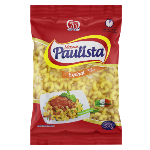 Macarrão Com Ovos Espiral Massas Paulista Pacote 500g