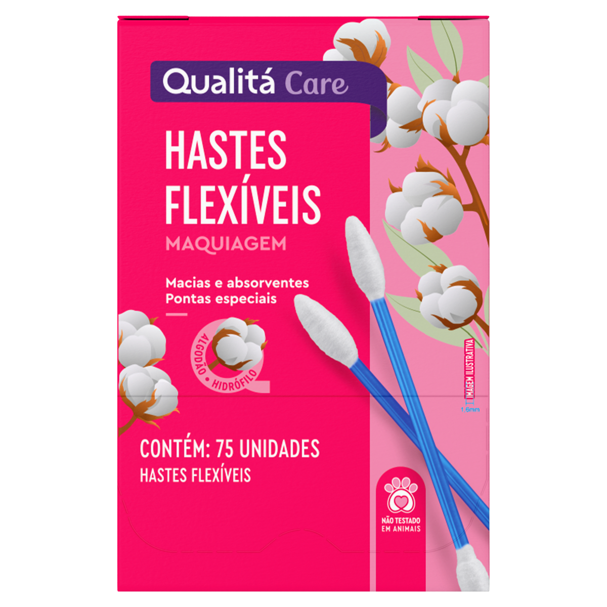 Hastes Flexíveis para Maquiagem Qualitá Care Caixa 75 Unidades