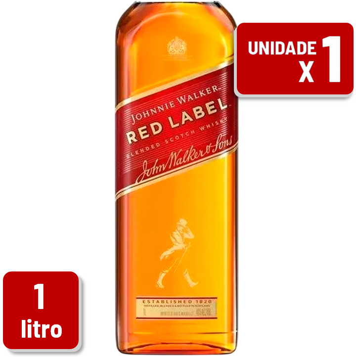 Whisky Johnnie Walker Red Label 8 Anos Garrafa Vidro 1L