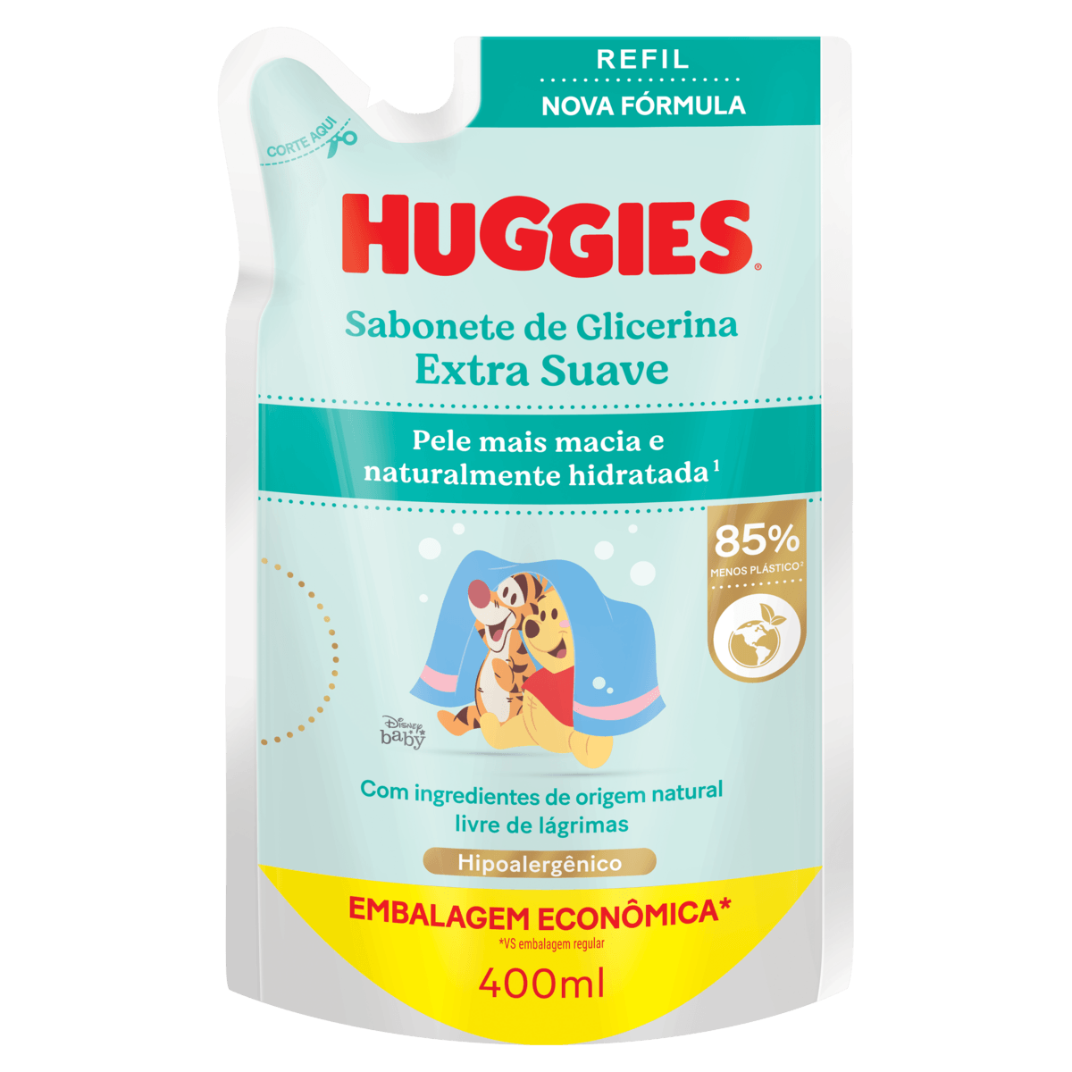 Sabonete Liquído HUGGIES Glicerina Extra Suave Refil 400ml Embalagem Econômica