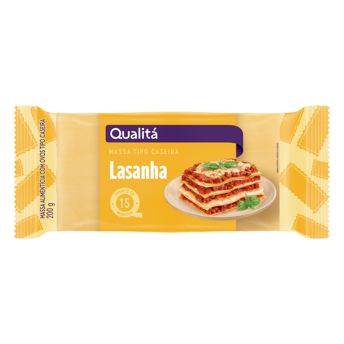 Massa de Farinha de Trigo com Ovos Caseira para Lasanha Qualitá Pacote 200g