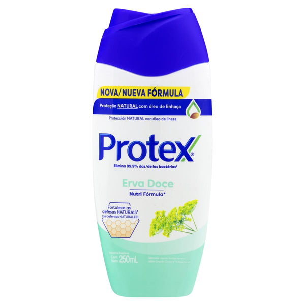 Sabonete Líquido Antibacteriano Erva-Doce Protex Frasco 250ml