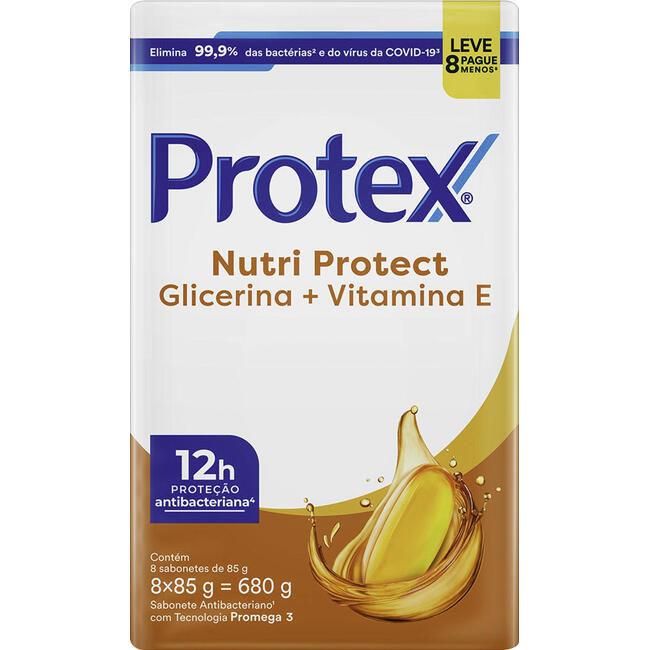 Sabonete em Barra Protex Nutri Protect Vitamina E + Glicerina 8x85g
