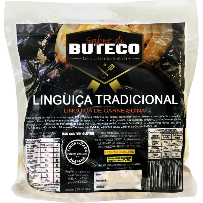Linguiça Artesanal Dibuteco Cong Trad Preço por quilo no pacote