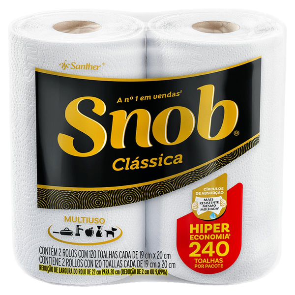 Toalha de Papel Snob Clássica - 240 Folhas - Com 2 Rolos