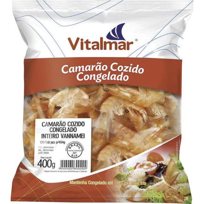 Camarão Cozido Vitalmar Congelado Inteiro 400g