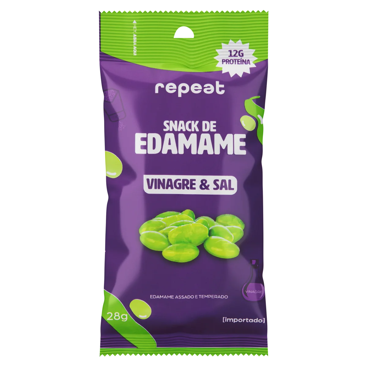 Snack de Edamame Vinagre & Sal Repeat Pacote 28g