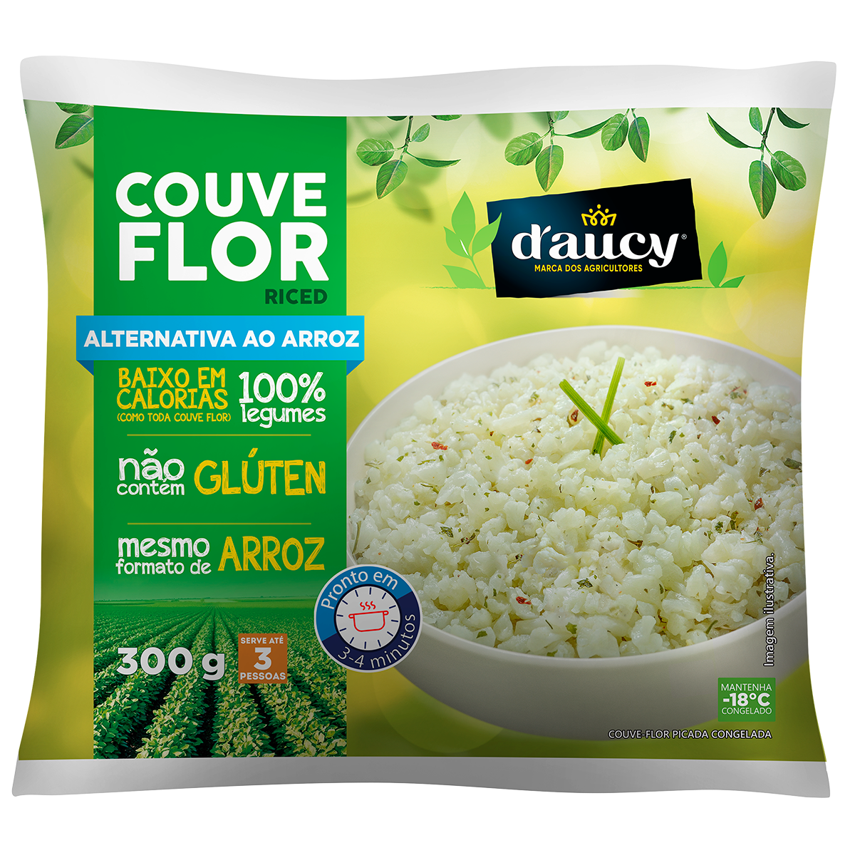 Couve-Flor Congelada Formato de Arroz Daucy Pacote 300g