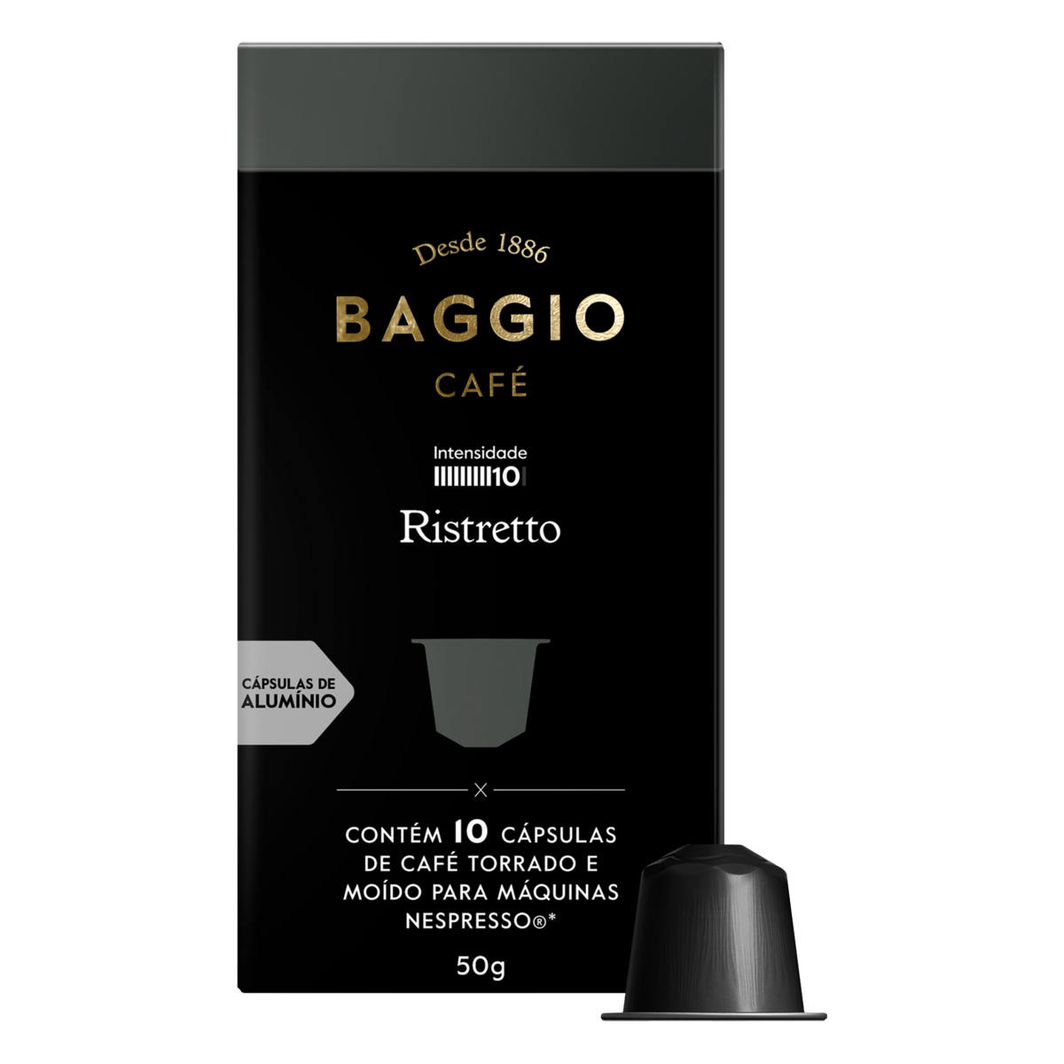 Café BAGGIO Aluminium Ristretto em Cápsulas com 10 Unidades 50g
