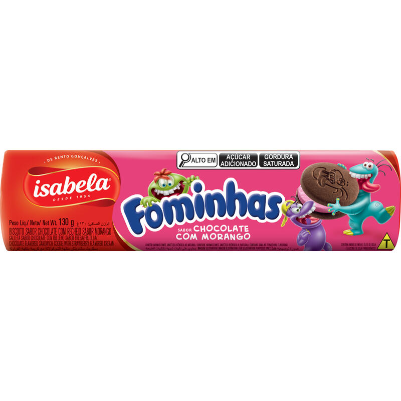 Biscoito Recheado Isabela Fominhas Choc com morango 130g